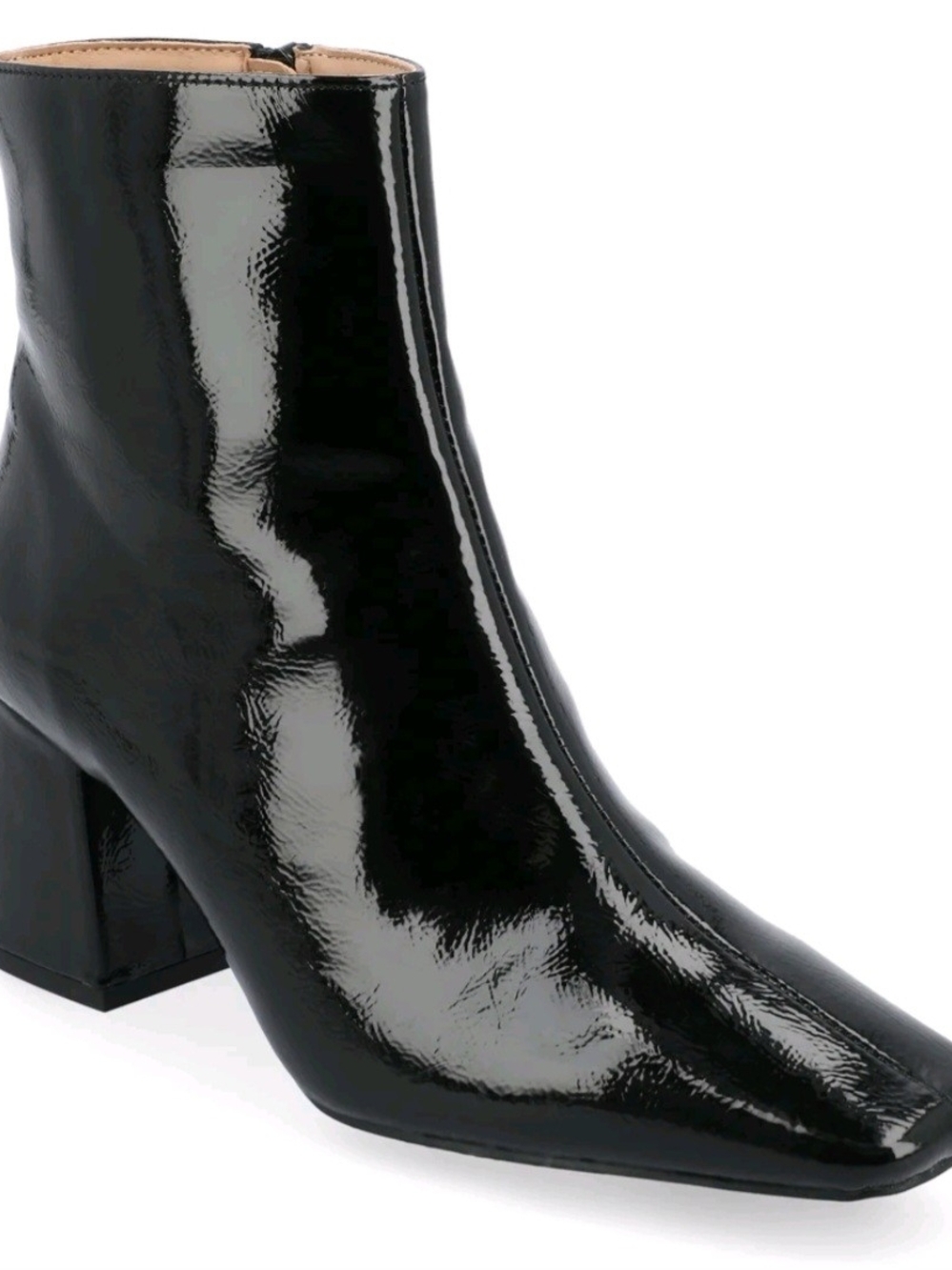 Journee Collection Haylinn Black Patent Block Heel Ankle Booties Women Size 11